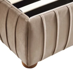 Helia Pleated Ottoman Storage Bed, Taupe Velvet -Fame Furni Sales JAH 012 MINK VEL detail4