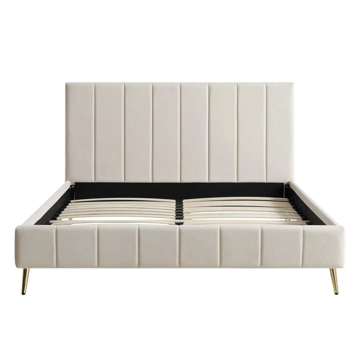 Sylvie Velvet Upholstered Bed Frame With Golden Chrome Legs, Champagne Velvet 3 Sylvie Velvet Upholstered Bed Frame With Golden Chrome Legs, Champagne Velvet - Image 3