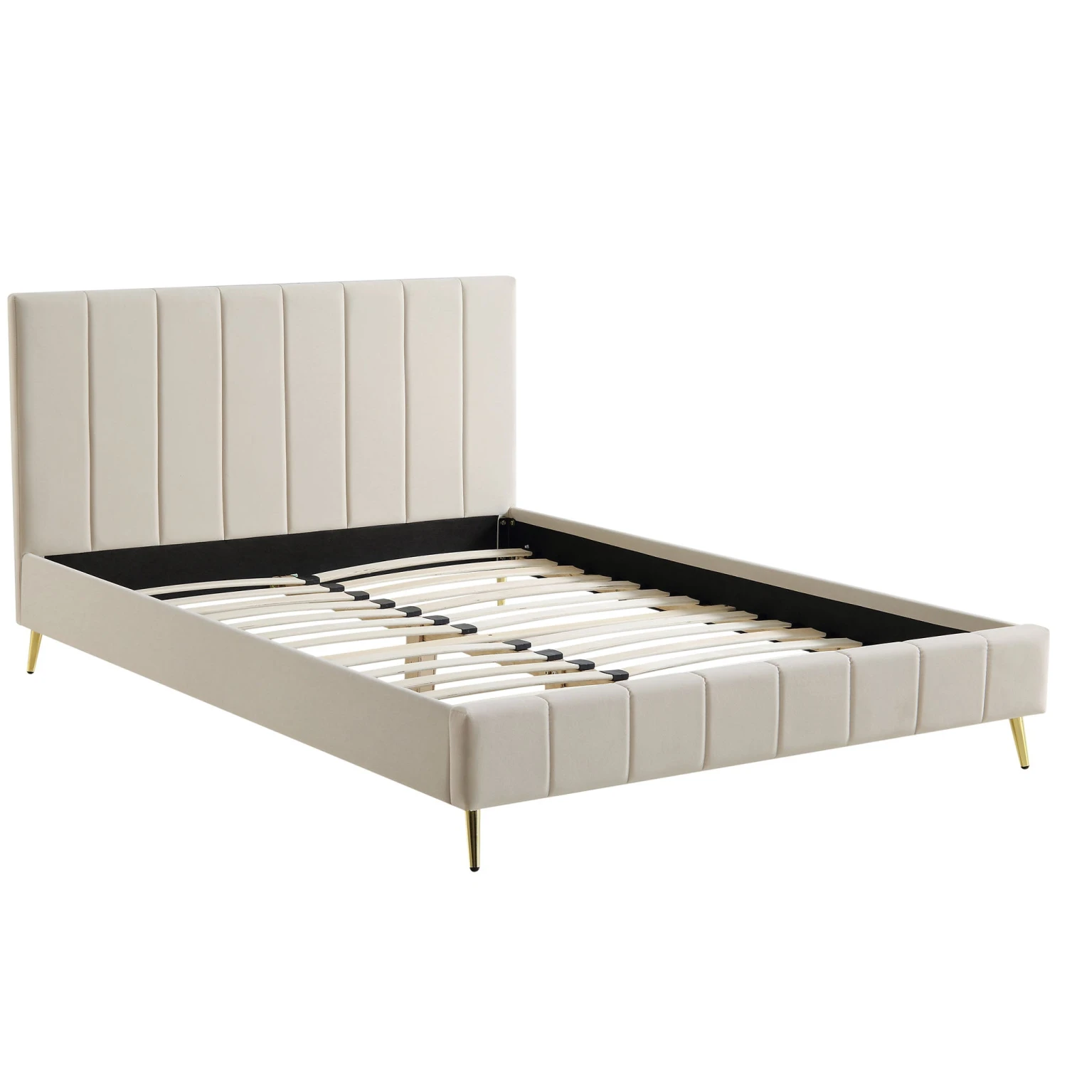 Sylvie Velvet Upholstered Bed Frame With Golden Chrome Legs, Champagne Velvet 6 Sylvie Velvet Upholstered Bed Frame With Golden Chrome Legs, Champagne Velvet - Image 6