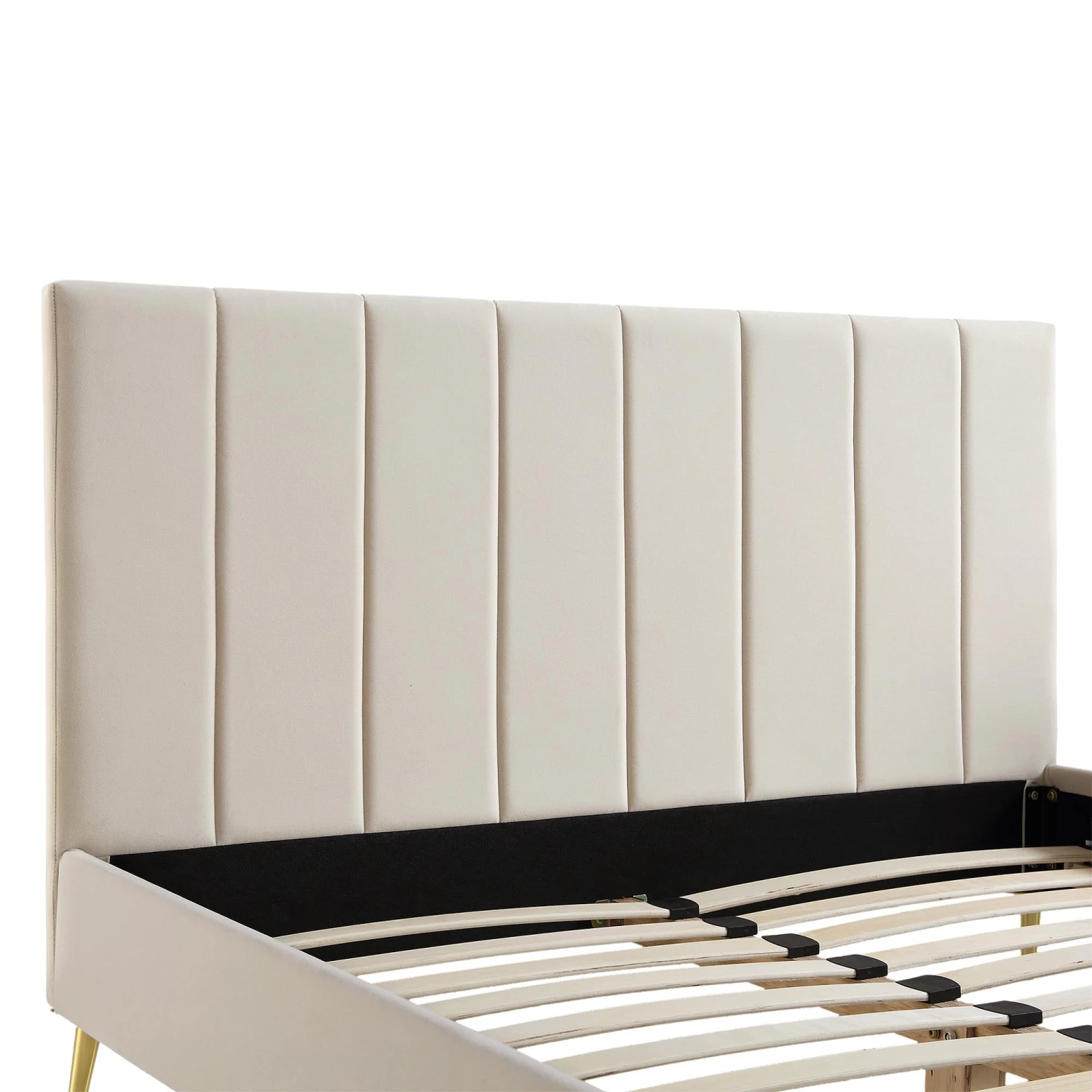 Sylvie Velvet Upholstered Bed Frame With Golden Chrome Legs, Champagne Velvet 8 Sylvie Velvet Upholstered Bed Frame With Golden Chrome Legs, Champagne Velvet - Image 8