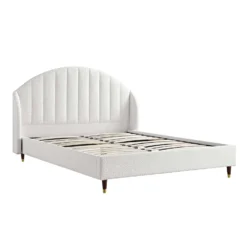 Eleanor White Boucle Upholstered Bed Frame With Domed Headboard -Fame Furni Sales JAH 08 ECRU BOU WB2