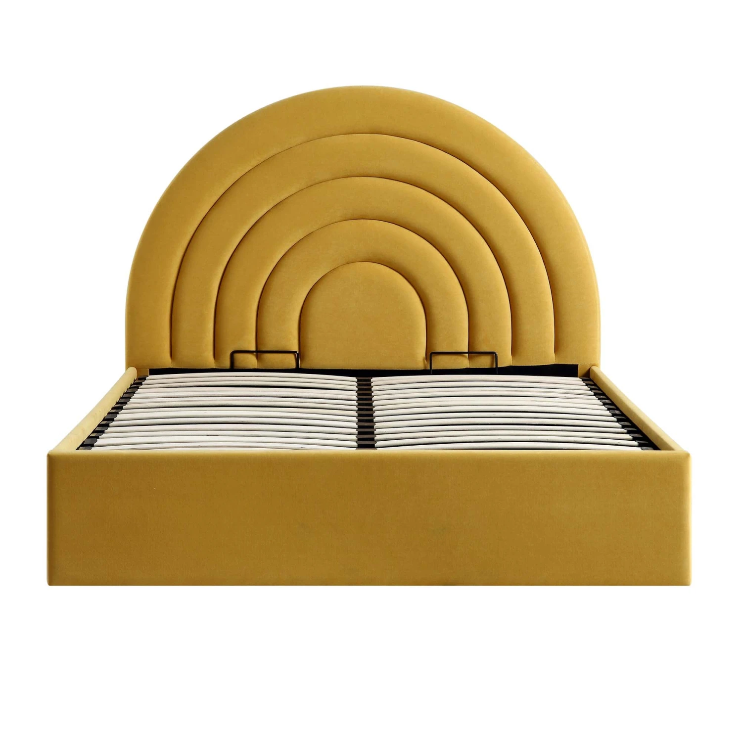 Archer Mustard Yellow Velvet Ottoman Storage Bed 4 Archer Mustard Yellow Velvet Ottoman Storage Bed - Image 4