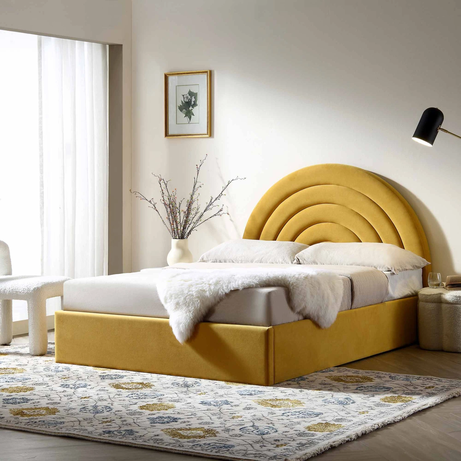 Archer Mustard Yellow Velvet Ottoman Storage Bed 1 Archer Mustard Yellow Velvet Ottoman Storage Bed