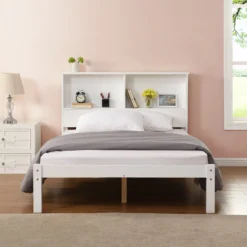 Elgin Wooden Bed Frame With Shelf Headboard -Fame Furni Sales JIN 04 SD 1 09f9d993 64bd 489a b213 120e4a0a1a44