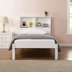 Elgin Wooden Bed Frame With Shelf Headboard -Fame Furni Sales JIN 04 S 1 c0b0f9cf 96b0 4556 b5eb ad9eac57f0c1
