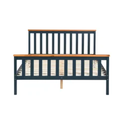 Marta Solid Wooden Shaker Style Double Bed In Blue And Oak -Fame Furni Sales JIN 06 BLUE DK 3 ce8c366a 1150 41c0 98c2 8f20a4c44436
