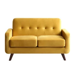 Clarence 2-Seater Sofa In Mustard Yellow Velvet 13 Clarence 2-Seater Sofa In Mustard Yellow Velvet -Fame Furni Sales LVSF 06 MUSTARDVEL 2ST WB1