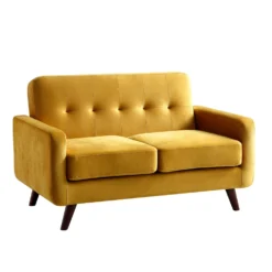 Clarence 2-Seater Sofa In Mustard Yellow Velvet 12 Clarence 2-Seater Sofa In Mustard Yellow Velvet -Fame Furni Sales LVSF 06 MUSTARDVEL 2ST WB2