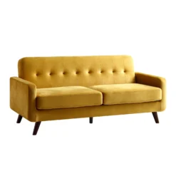 Clarence 3-Seater Sofa In Mustard Yellow Velvet -Fame Furni Sales LVSF 06 MUSTARDVEL 3ST WB2