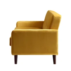 Clarence 3-Seater Sofa In Mustard Yellow Velvet -Fame Furni Sales LVSF 06 MUSTARDVEL 3ST WB4