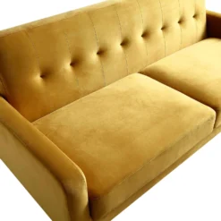 Clarence 3-Seater Sofa In Mustard Yellow Velvet -Fame Furni Sales LVSF 06 MUSTARDVEL 3ST detail1