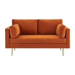 Pelham Orange Velvet Fabric Sofa -Fame Furni Sales LVSF 386 ORANGEVEL 2ST 2