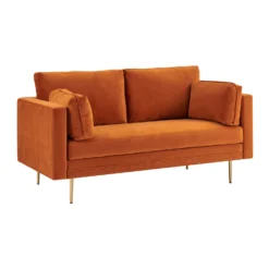 Pelham Orange Velvet Fabric Sofa -Fame Furni Sales LVSF 386 ORANGEVEL 2ST 3