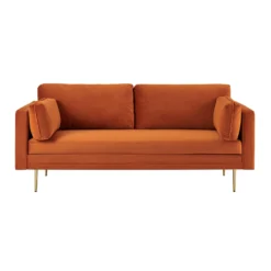 Pelham Orange Velvet Fabric Sofa -Fame Furni Sales LVSF 386 ORANGEVEL 3ST 2