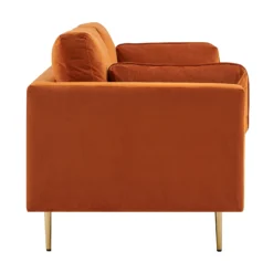 Pelham Orange Velvet Fabric Sofa -Fame Furni Sales LVSF 386 ORANGEVEL 3ST 4