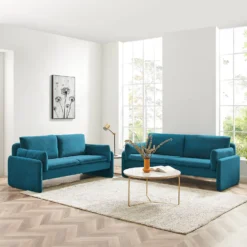 Clapham 3-Seater Sea Blue Velvet Fabric Sofa -Fame Furni Sales LVSF 89 BLUEVEL 2N3SET scene 28d2ee2c 0bfa 4dd5 9d98 c063a96e901d