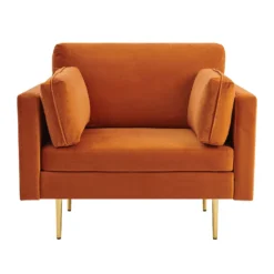 Pelham Orange Velvet Fabric Armchair -Fame Furni Sales LVSF 89 ORANGEVEL 1ST WB1