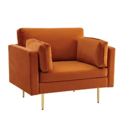 Pelham Orange Velvet Fabric Armchair -Fame Furni Sales LVSF 89 ORANGEVEL 1ST WB2