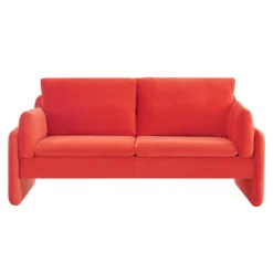 Clapham 2-Seater Flaming Orange Velvet Fabric Sofa -Fame Furni Sales LVSF 89 ORANGEVEL 2ST WB1