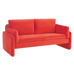 Clapham 2-Seater Flaming Orange Velvet Fabric Sofa -Fame Furni Sales LVSF 89 ORANGEVEL 2ST WB2