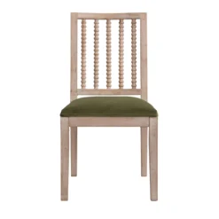 Hemingford Set Of 2 Moss Green Velvet Bobbin Spindle Dining Chair -Fame Furni Sales LW DCH 511 GREENVEL 2P WB2