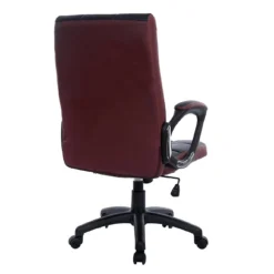 Waffle Contrasting Panels High Back PU Leather Swivel Executive Office Chair, Black & Brown -Fame Furni Sales MO39 BROWN 4