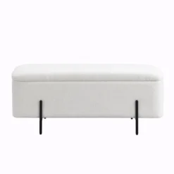 Jed Ecru Boucle 120cm Large Storage Ottoman Bench 14 Jed Ecru Boucle 120cm Large Storage Ottoman Bench -Fame Furni Sales OTTO 2245 ECRUBOUCLE WB1