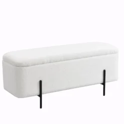 Jed Ecru Boucle 120cm Large Storage Ottoman Bench 15 Jed Ecru Boucle 120cm Large Storage Ottoman Bench -Fame Furni Sales OTTO 2245 ECRUBOUCLE WB2