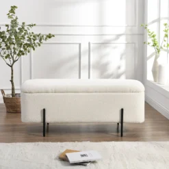 Jed Ecru Boucle 120cm Large Storage Ottoman Bench