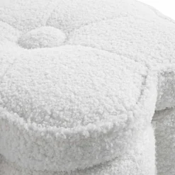 Pollie White Teddy Boucle Storage Stool -Fame Furni Sales POUF 291 WHITE TEDDY detail1