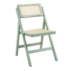 Frances Set Of 2 Folding Cane Rattan Chairs, Mint -Fame Furni Sales XN 2054 SAGE 2P WB3