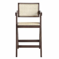 Jeanne Dark Walnut Cane Rattan Solid Beech Wood Counter Stool 14 Jeanne Dark Walnut Cane Rattan Solid Beech Wood Counter Stool -Fame Furni Sales XN 2211 DARKWALNUT WB2