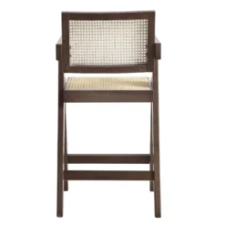 Jeanne Dark Walnut Cane Rattan Solid Beech Wood Counter Stool 18 Jeanne Dark Walnut Cane Rattan Solid Beech Wood Counter Stool -Fame Furni Sales XN 2211 DARKWALNUT WB5