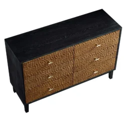 Bianca Chip Carved 6 Drawer Chest, Antique Bronze & Black -Fame Furni Sales XXCOD 010 GOLD BLACK WB4