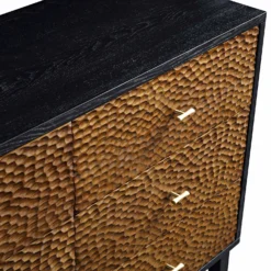 Bianca Chip Carved 6 Drawer Chest, Antique Bronze & Black -Fame Furni Sales XXCOD 010 GOLD BLACK detail1
