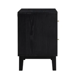 Bianca Chip Carved Bedside Table, Antique Bronze & Black 21 Bianca Chip Carved Bedside Table, Antique Bronze & Black -Fame Furni Sales XXNS 007 GOLD BLACK WB5