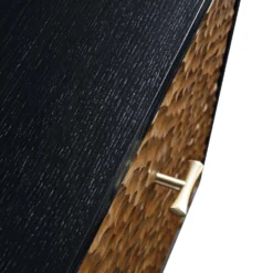 Bianca Chip Carved Bedside Table, Antique Bronze & Black 25 Bianca Chip Carved Bedside Table, Antique Bronze & Black -Fame Furni Sales XXNS 007 GOLD BLACK detail4