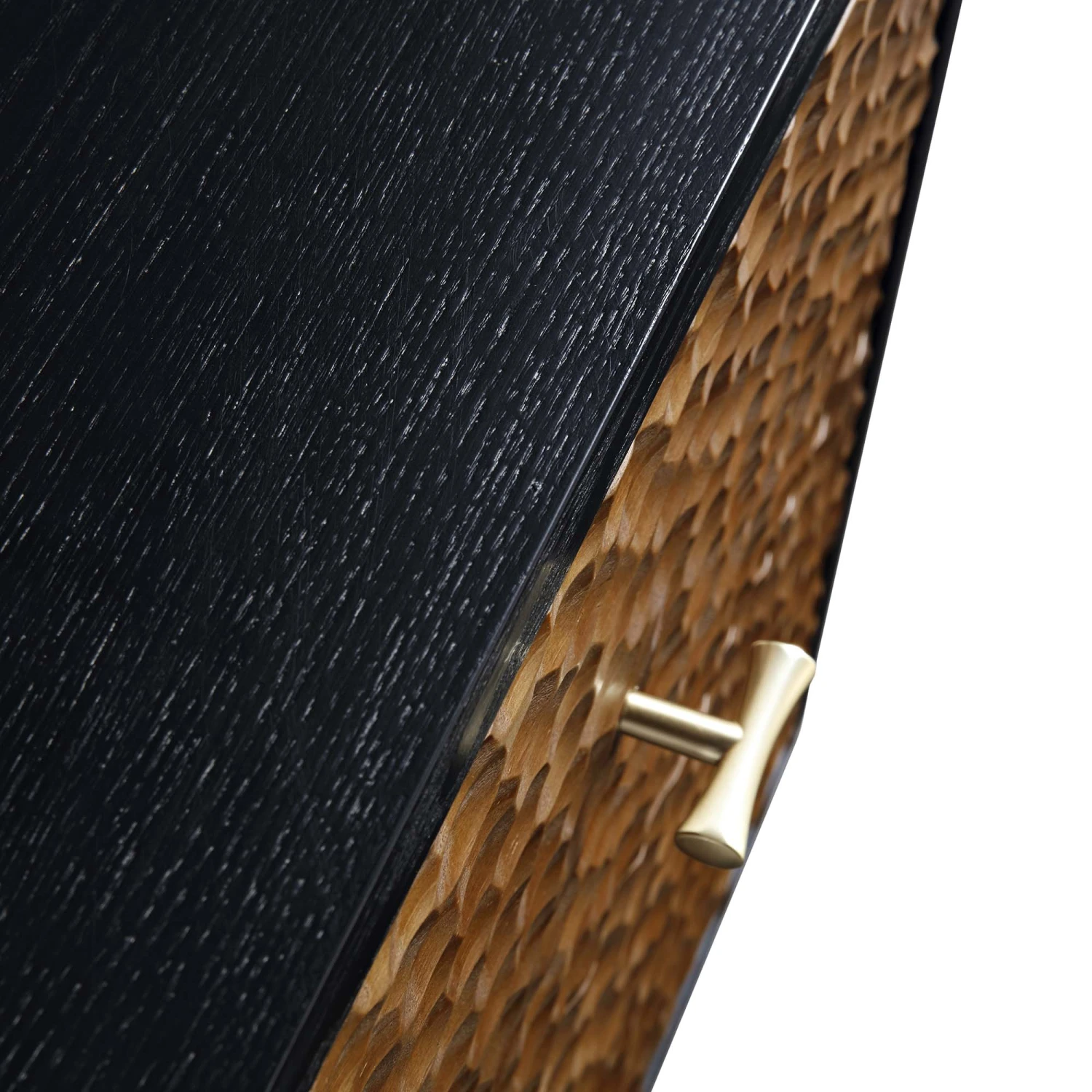 Bianca Chip Carved Bedside Table, Antique Bronze & Black 13 Bianca Chip Carved Bedside Table, Antique Bronze & Black - Image 13