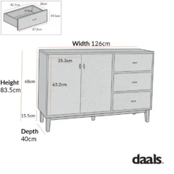 Bianca Chip Carved 2-Door 3-Drawer Sideboard, Antique Bronze & Black -Fame Furni Sales XXSB 006 GOLD BLACK