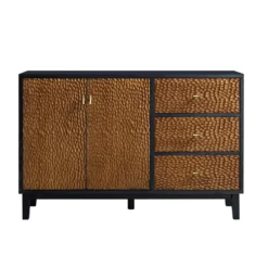 Bianca Chip Carved 2-Door 3-Drawer Sideboard, Antique Bronze & Black -Fame Furni Sales XXSB 006 GOLD BLACK WB1