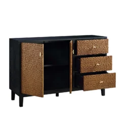 Bianca Chip Carved 2-Door 3-Drawer Sideboard, Antique Bronze & Black -Fame Furni Sales XXSB 006 GOLD BLACK WB3