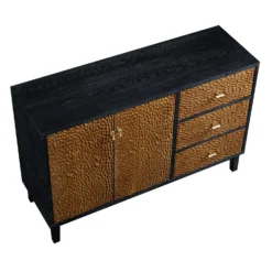 Bianca Chip Carved 2-Door 3-Drawer Sideboard, Antique Bronze & Black -Fame Furni Sales XXSB 006 GOLD BLACK WB4