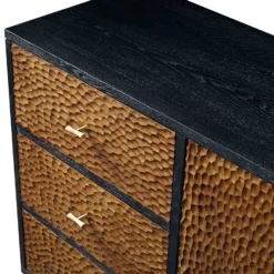 Bianca Chip Carved 2-Door 3-Drawer Sideboard, Antique Bronze & Black -Fame Furni Sales XXSB 006 GOLD BLACK detail1
