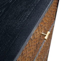 Bianca Chip Carved 2-Door 3-Drawer Sideboard, Antique Bronze & Black -Fame Furni Sales XXSB 006 GOLD BLACK detail4