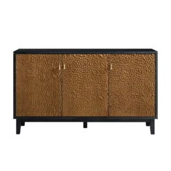 Bianca Chip Carved 3 Door Sideboard, Antique Bronze & Black -Fame Furni Sales XXSB 009 GOLD BLACK WB1