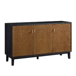 Bianca Chip Carved 3 Door Sideboard, Antique Bronze & Black -Fame Furni Sales XXSB 009 GOLD BLACK WB2