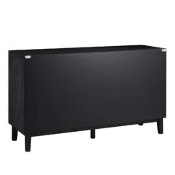 Bianca Chip Carved 3 Door Sideboard, Antique Bronze & Black -Fame Furni Sales XXSB 009 GOLD BLACK WB6