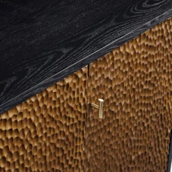 Bianca Chip Carved 3 Door Sideboard, Antique Bronze & Black -Fame Furni Sales XXSB 009 GOLD BLACK detail1
