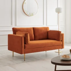 Pelham Orange Velvet Fabric Sofa -Fame Furni Sales c4631