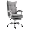 Executive Double Layer Padding Recline Office Desk Chair With Footrest, MR77 Grey Fabric
